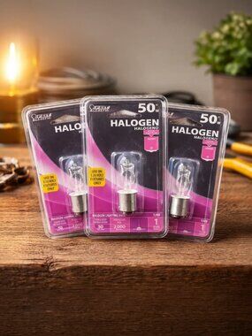 Feit Electric 50W Halogen Bulb BA15d Bayonet Base 120V (Lot of 3) New
